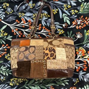 *SOLD* Coach Signature Patchwork Limited Edition Purse Bag  Leopard VTG Y2K